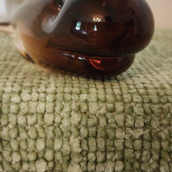 Vintage Murano Style Art Glass Whale Figurine Smoky Amber Clear 6" MCM Decor - Picture 7 of 8